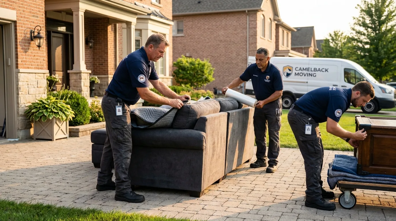 Large estate moving crew wrapping furniture in Hearne, TX
